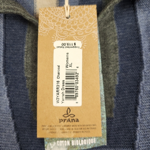 PrAna Yarrah Casual Preppy Travel Organic Cotton Knit Sweater Dress Gray XL - Picture 14 of 16
